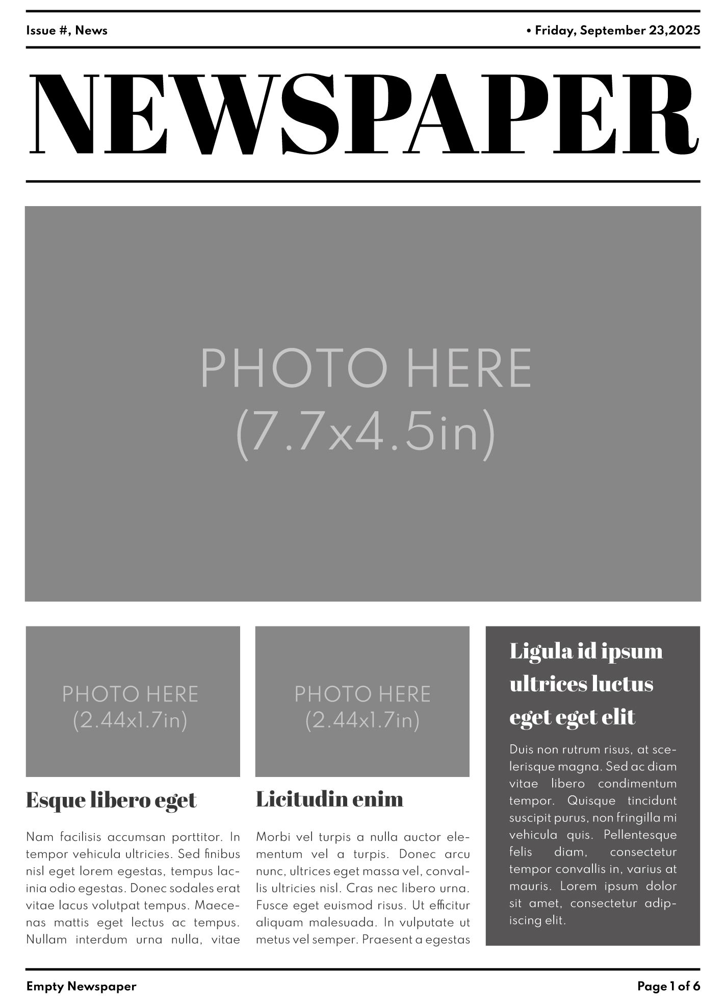 Printable Blank Newspaper
