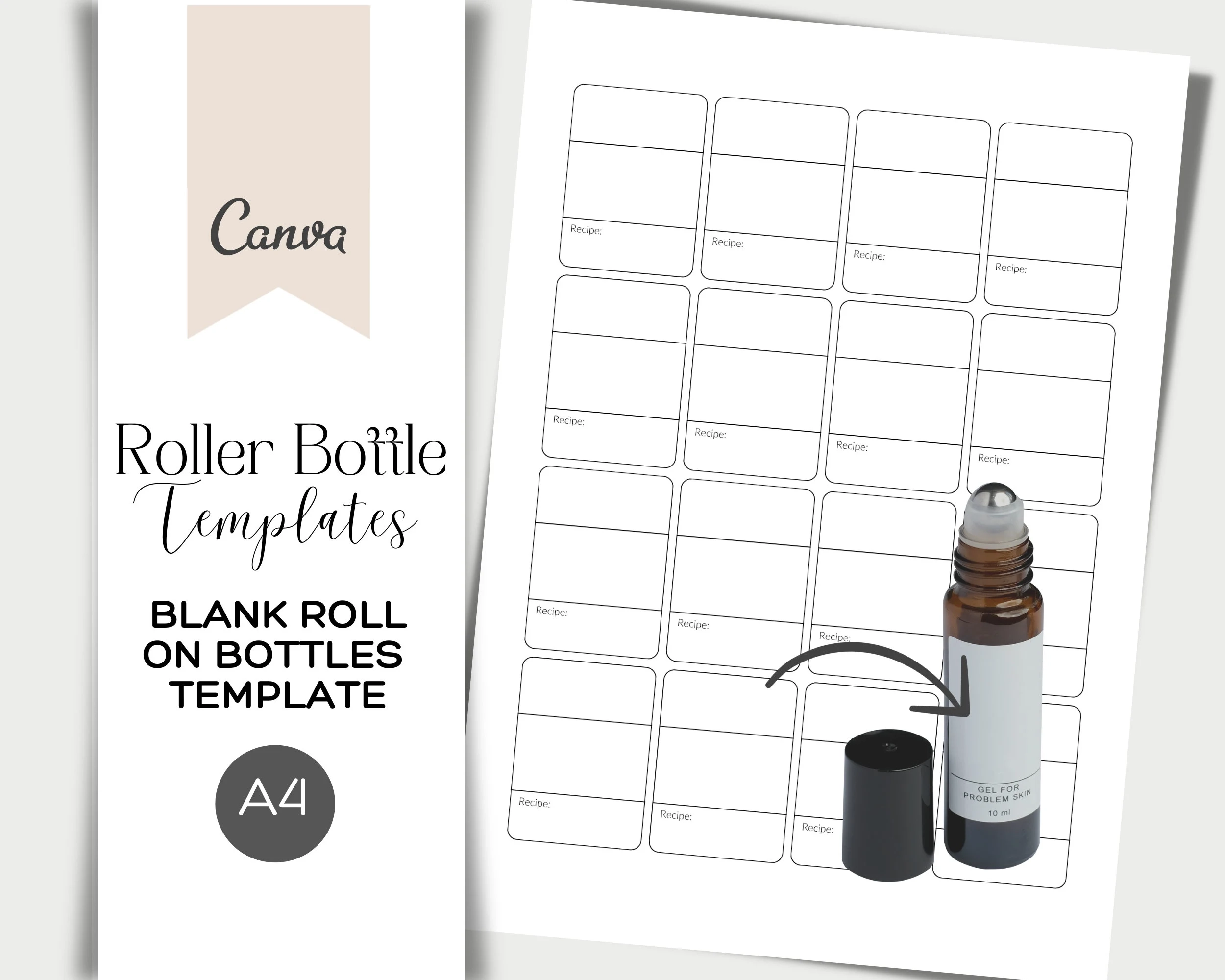 Essential Oil Labels DIY Roller Bottle Template A4 Printable 