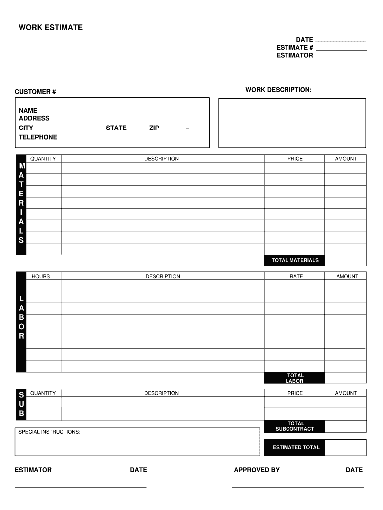 Estimate Template Free Download Pdf Fill Out amp Sign Online DocHub