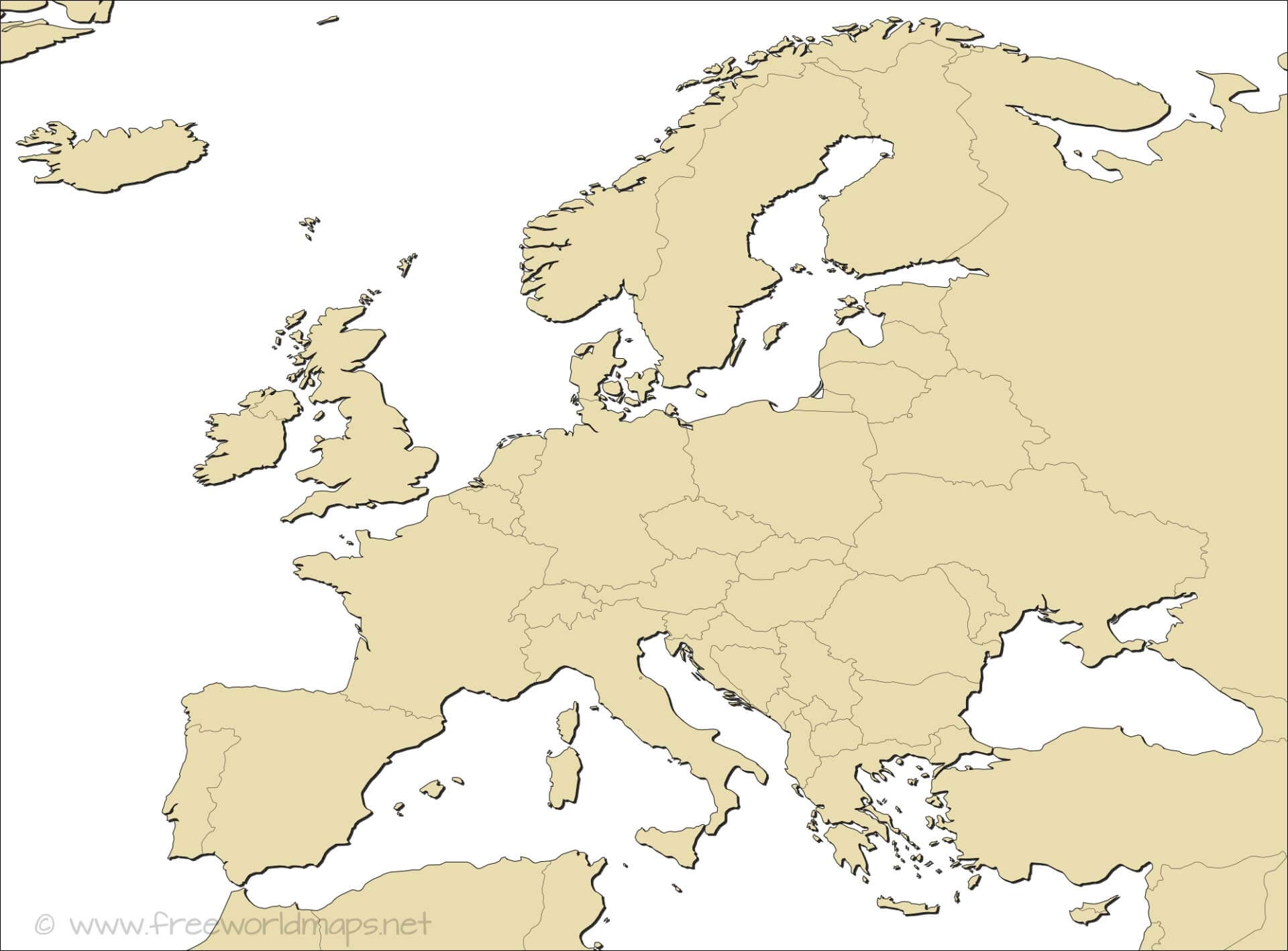 Blank Central Europe Map Printable
