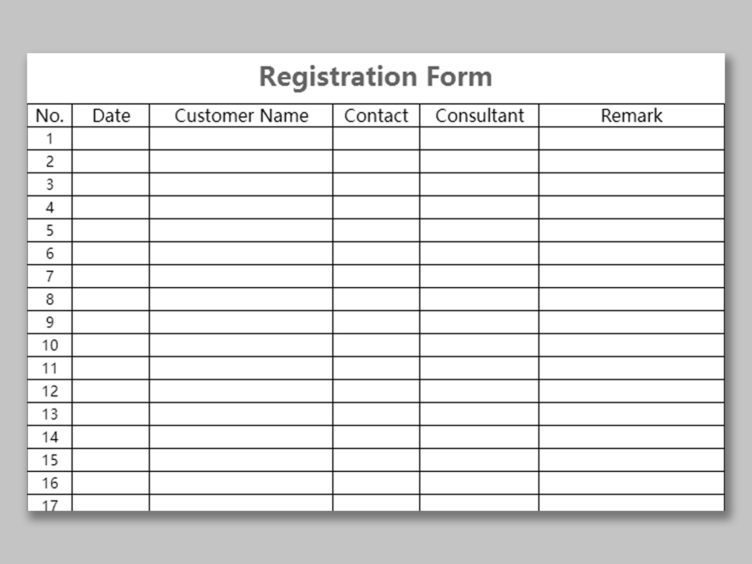 EXCEL Of Simple Basic Registration Form xlsx WPS Free Templates