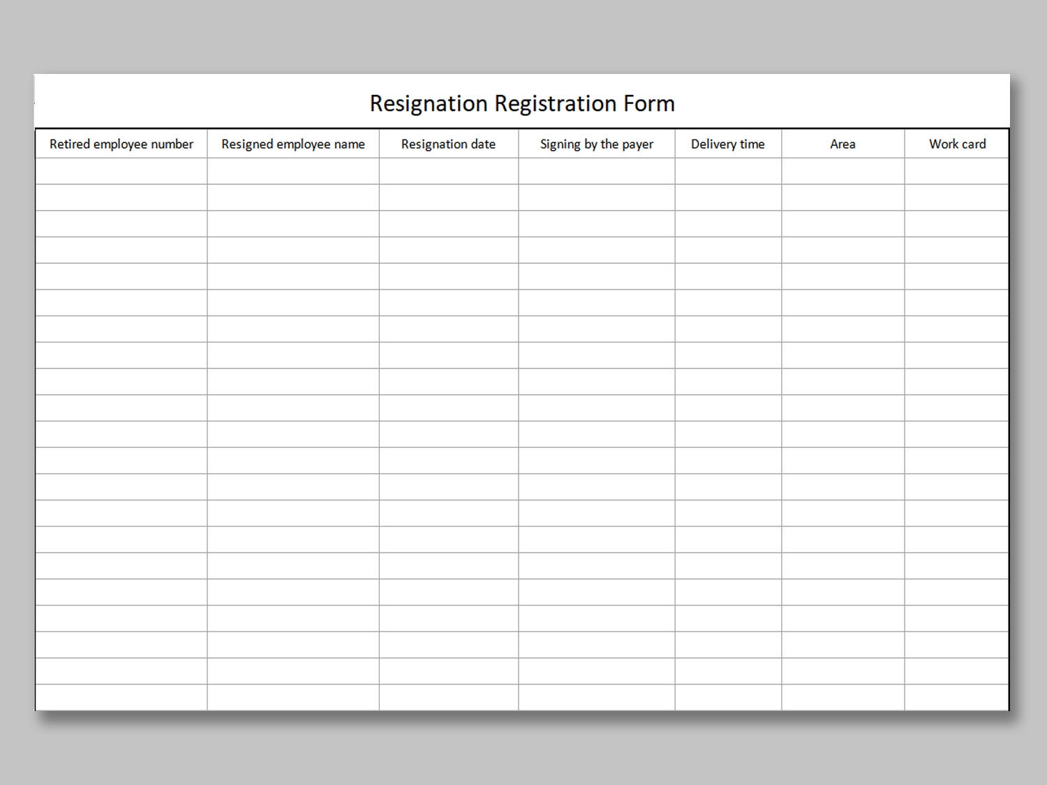 Blank Registration Forms Printable