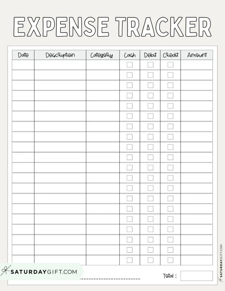 Blank Monthly Expense Tracker Printable