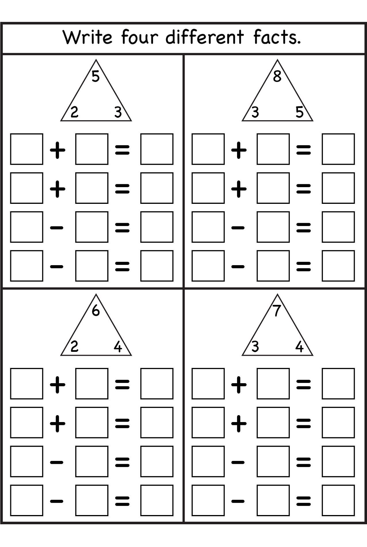 Fact Triangles Worksheets Activity Shelter