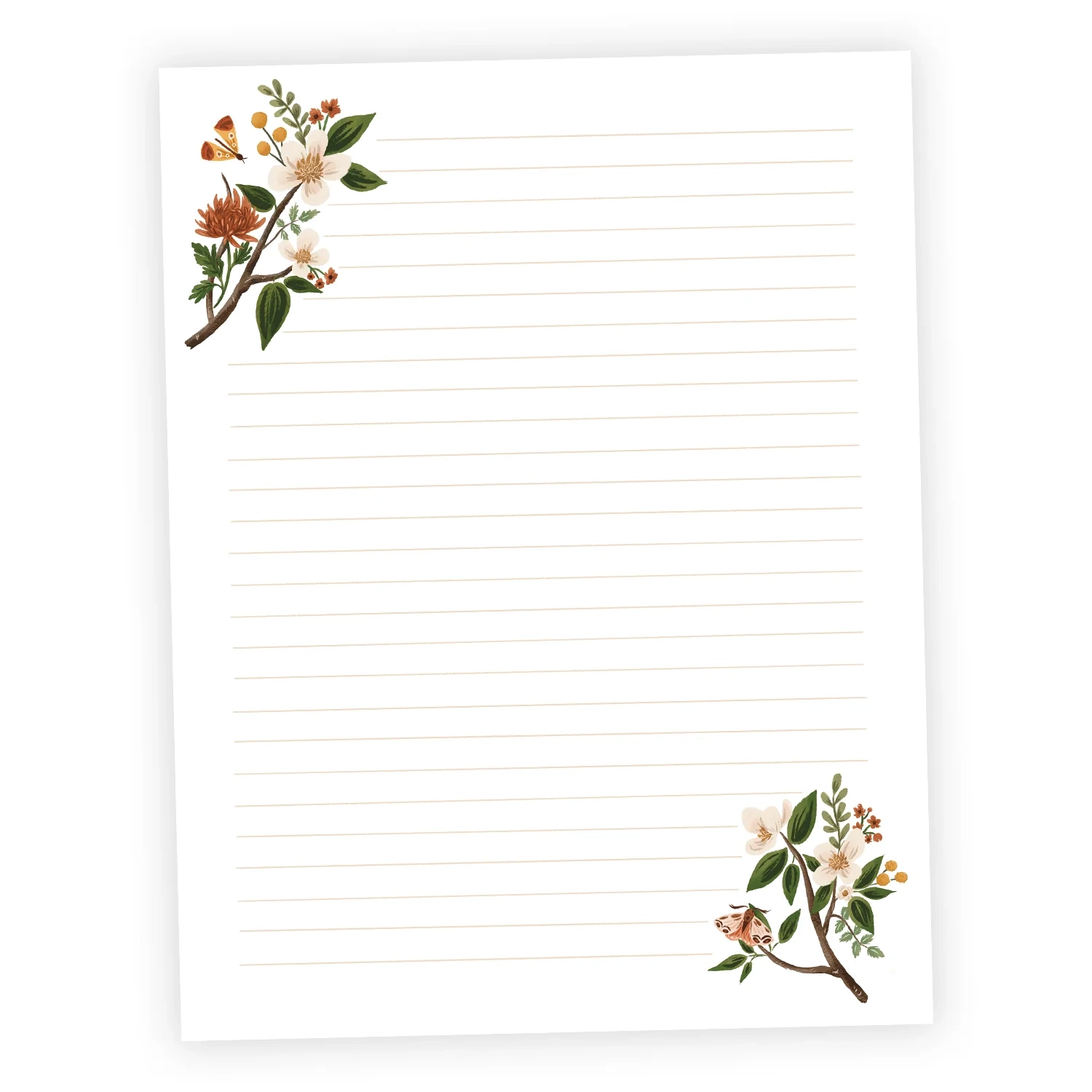 Printable Blank Floral Stationary
