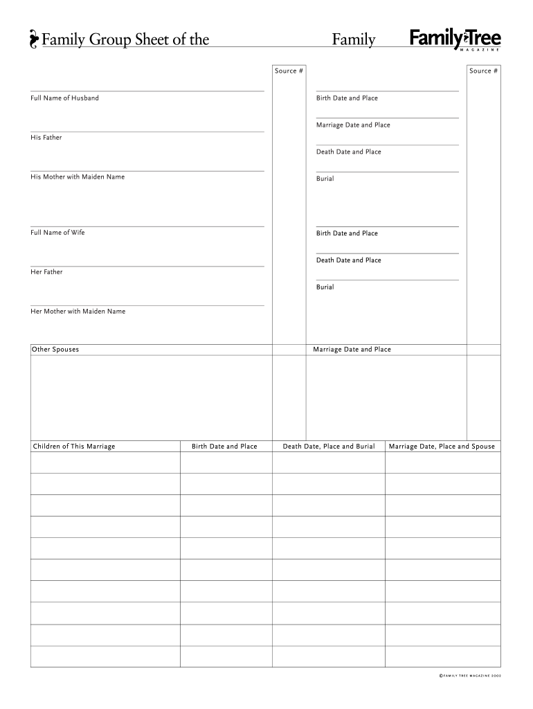 Family Group Sheet Family Tree Form Fill Online Printable 