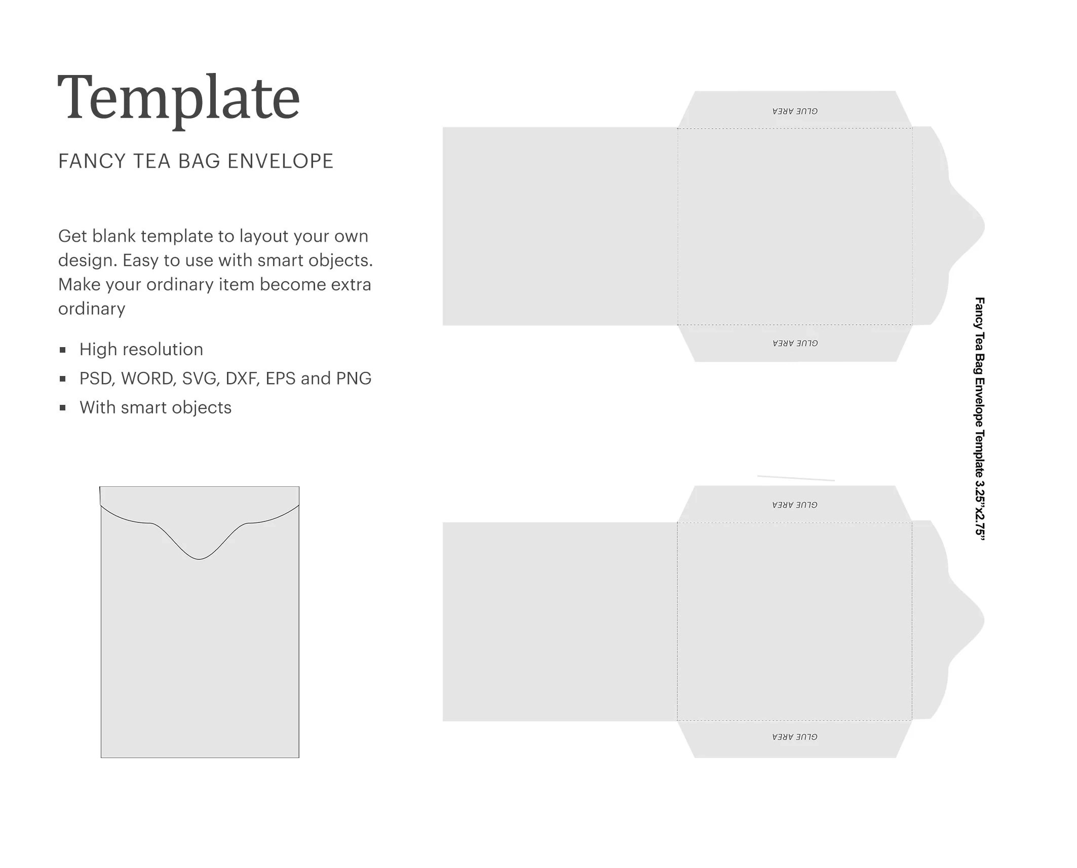 Fancy Tea Bag Envelope Template 3 25 x2 75 Blank Tea Bag 