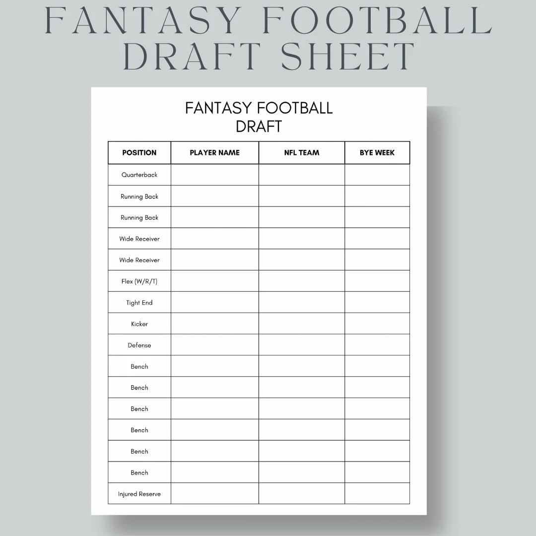 Printable Football Blank Draft Sheets