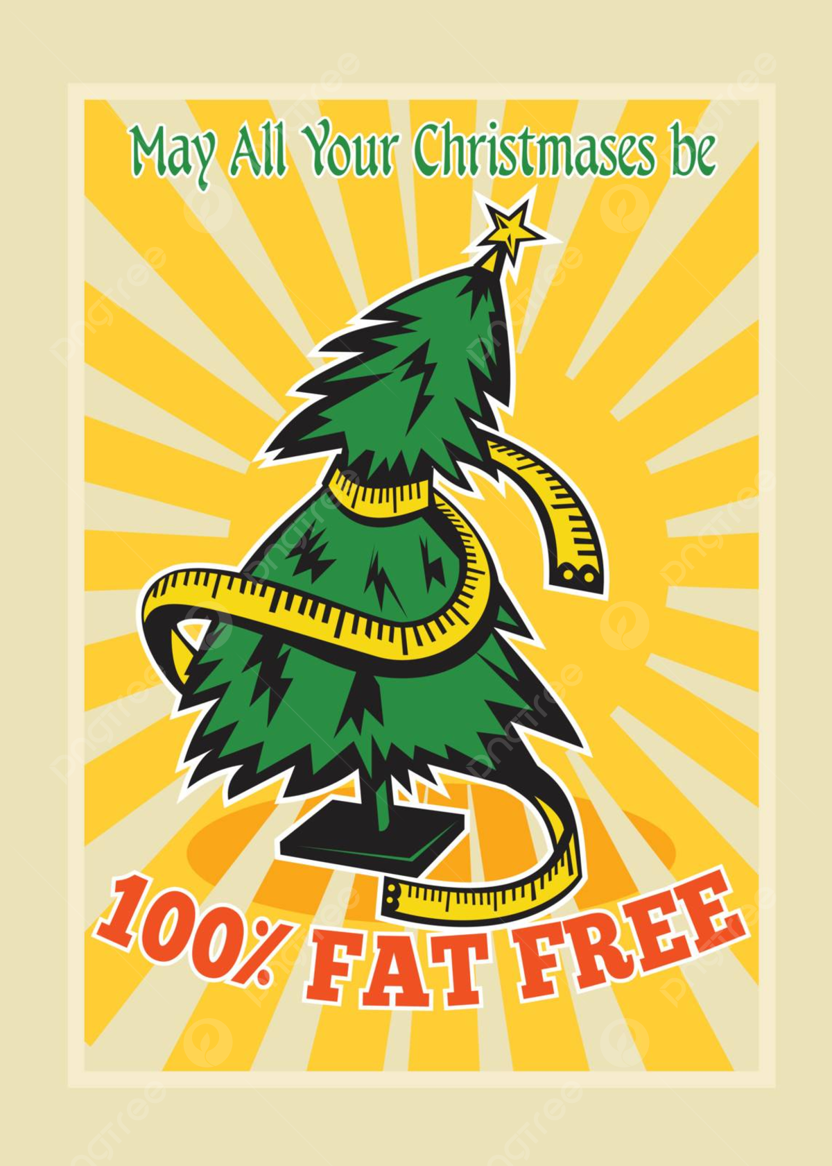 Fat Free Christmas Tree Tape Measure Greeting Card Christmases 