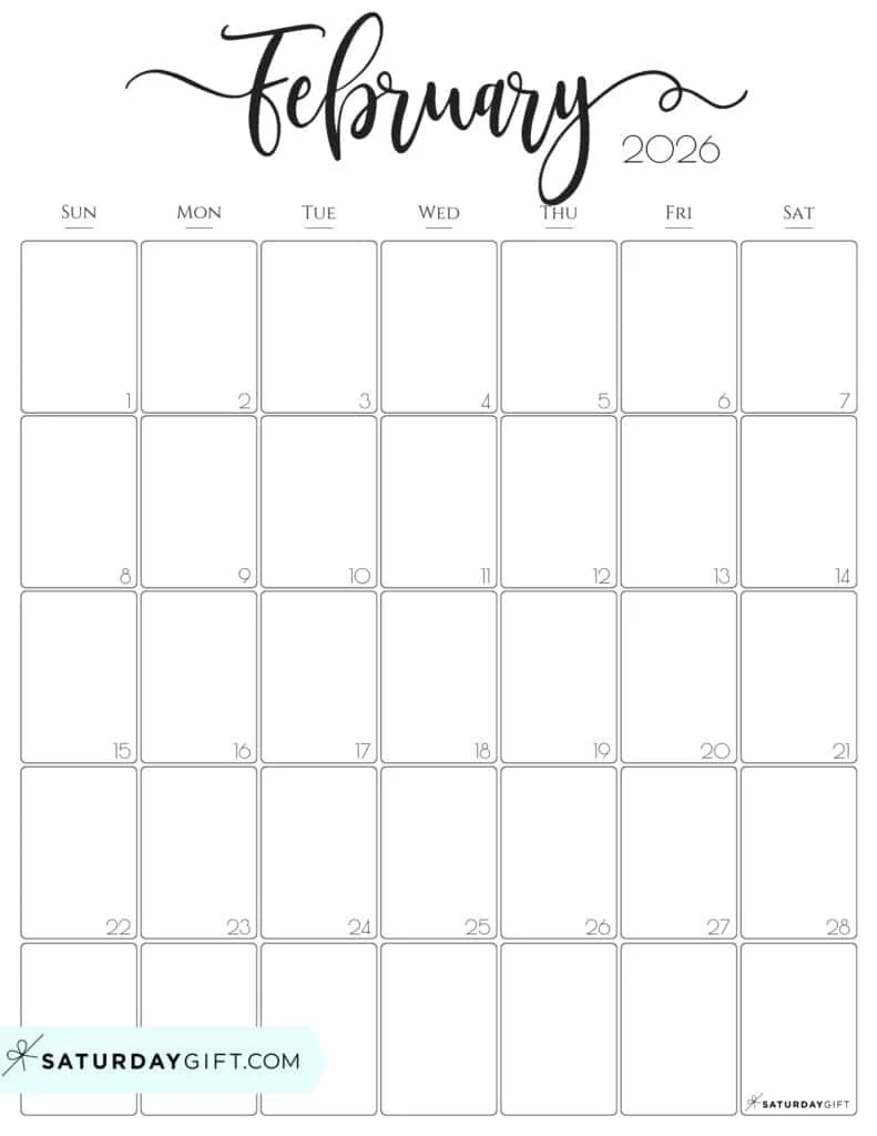 February 2026 Blank Printable Calendar