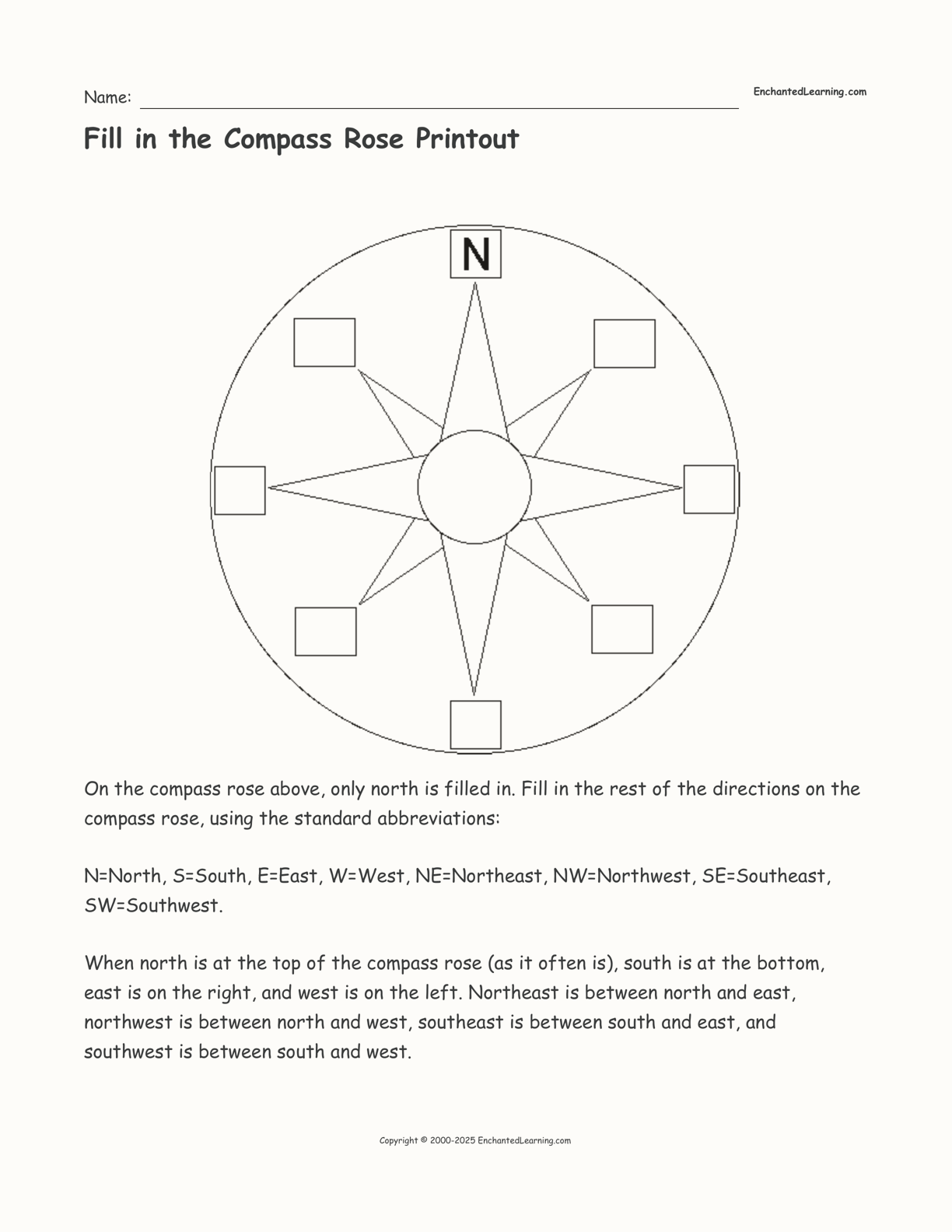 Compass Rose Blank Printable
