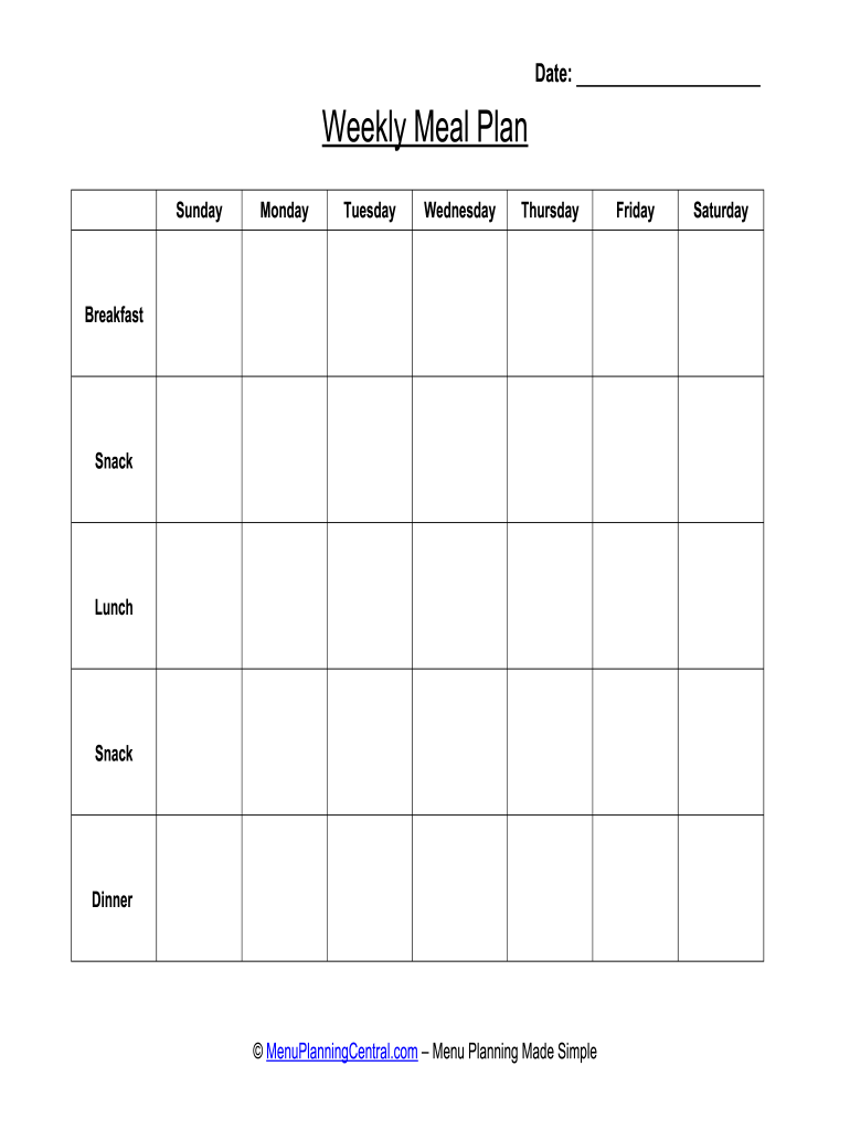 Free Printable Blank House Menu