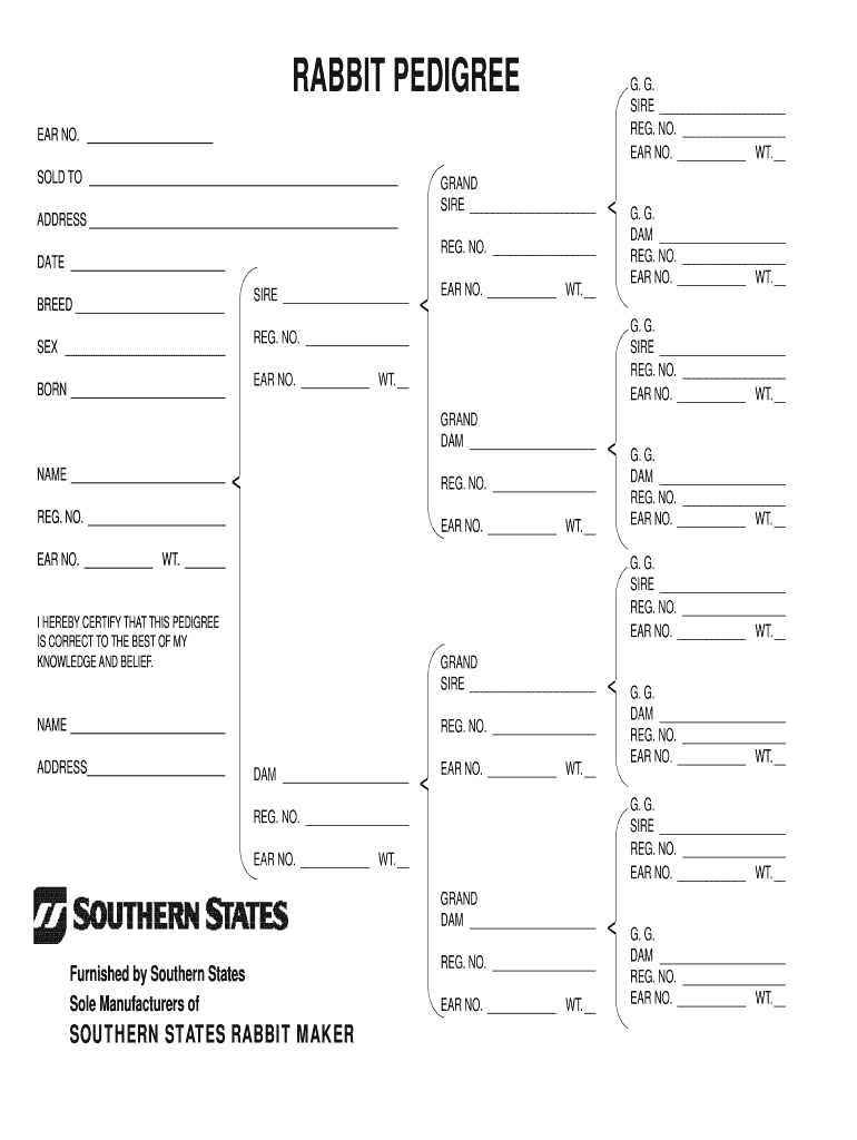 Fillable Online Rabbit Pedigree Template Fax Email Print PdfFiller