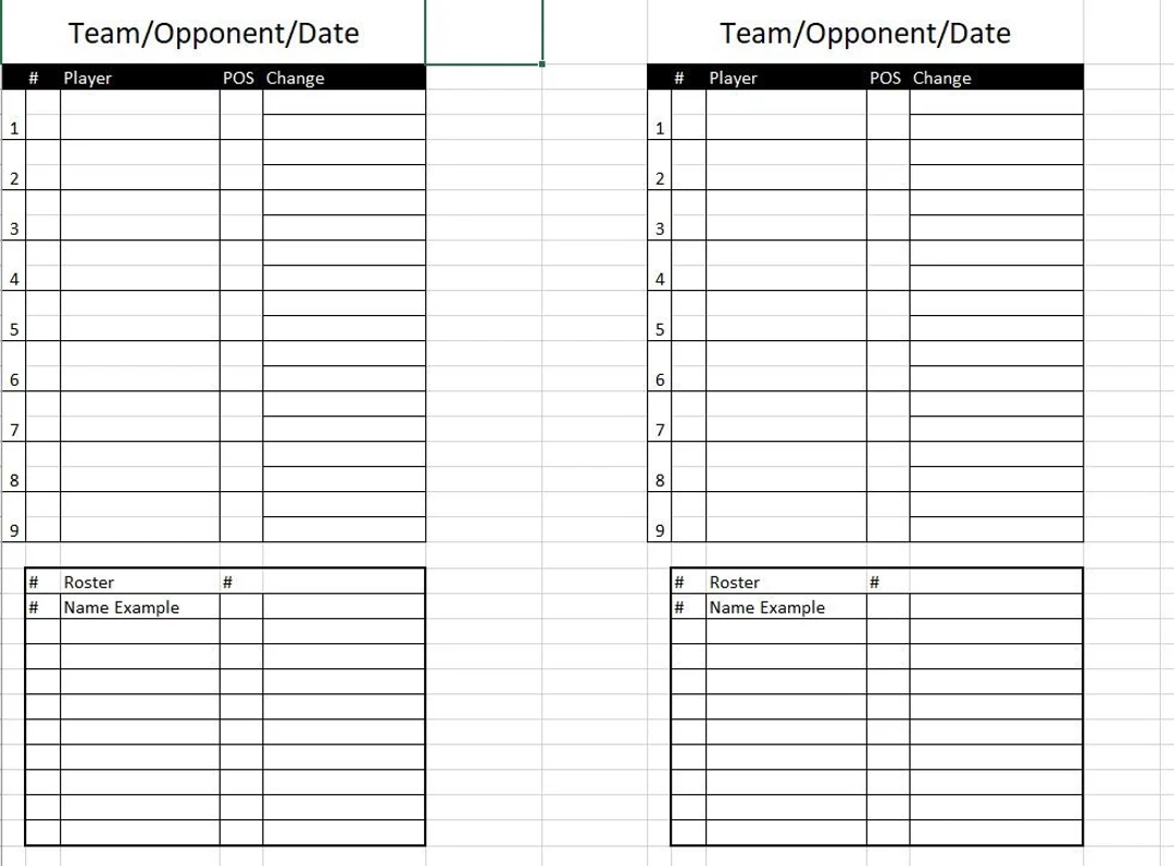 Printable Blank Baseball Lineup Cards