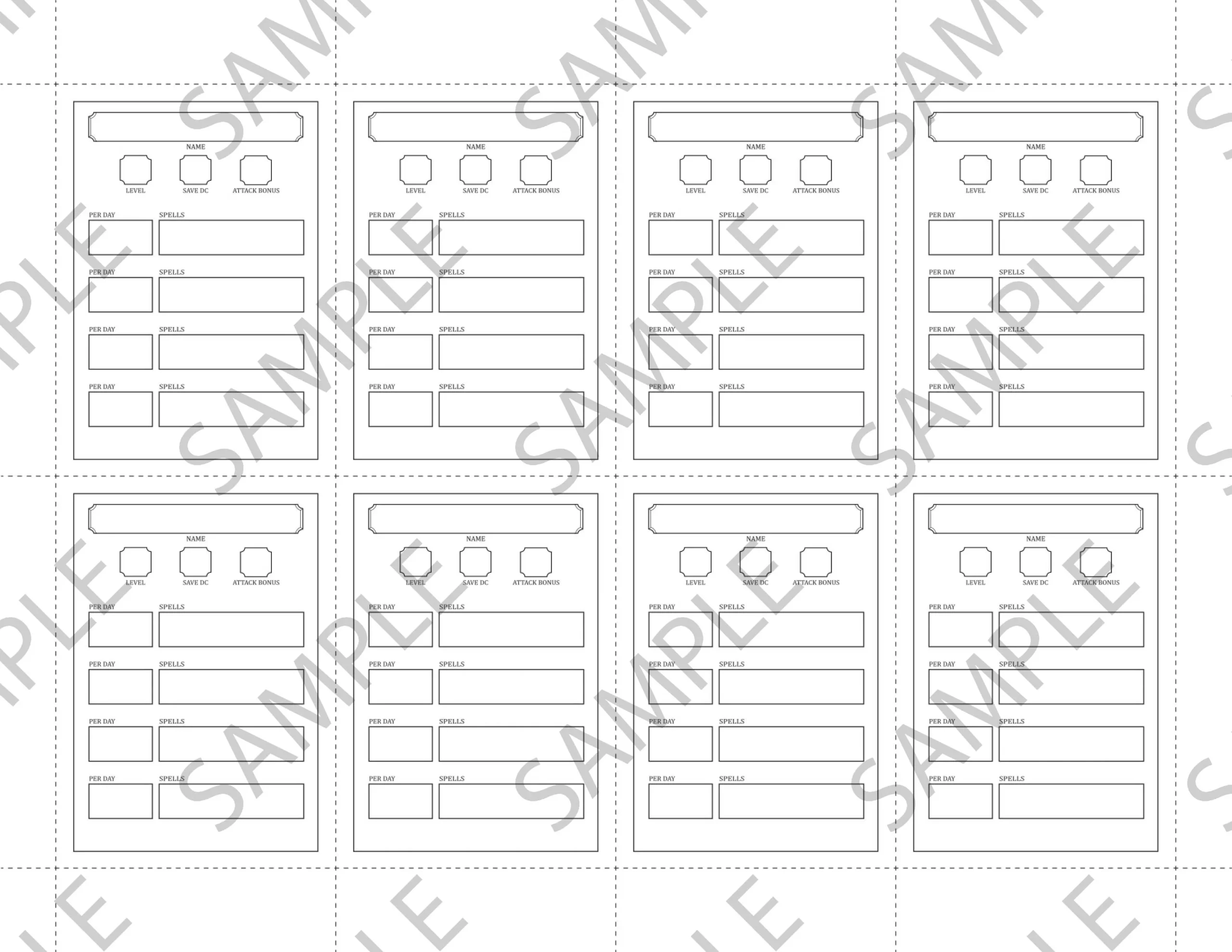 Fillable Spellcaster Cards 5E PDF The Arcane Library