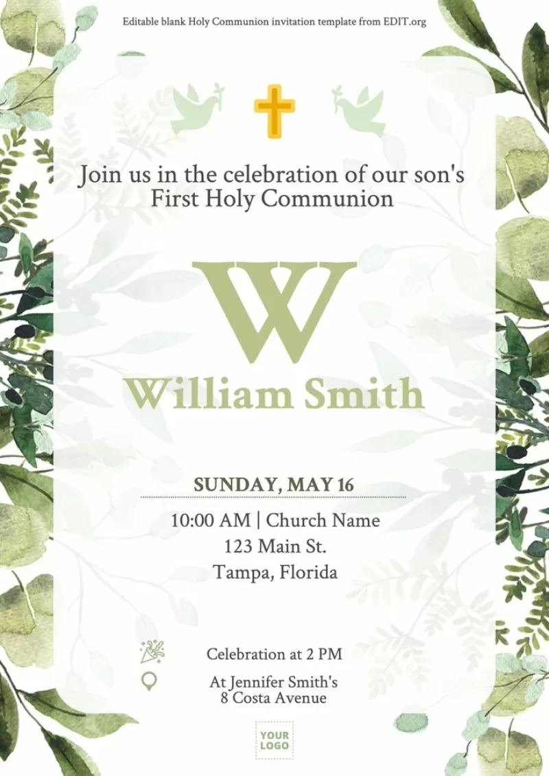 Printable Blank Communion Invitations