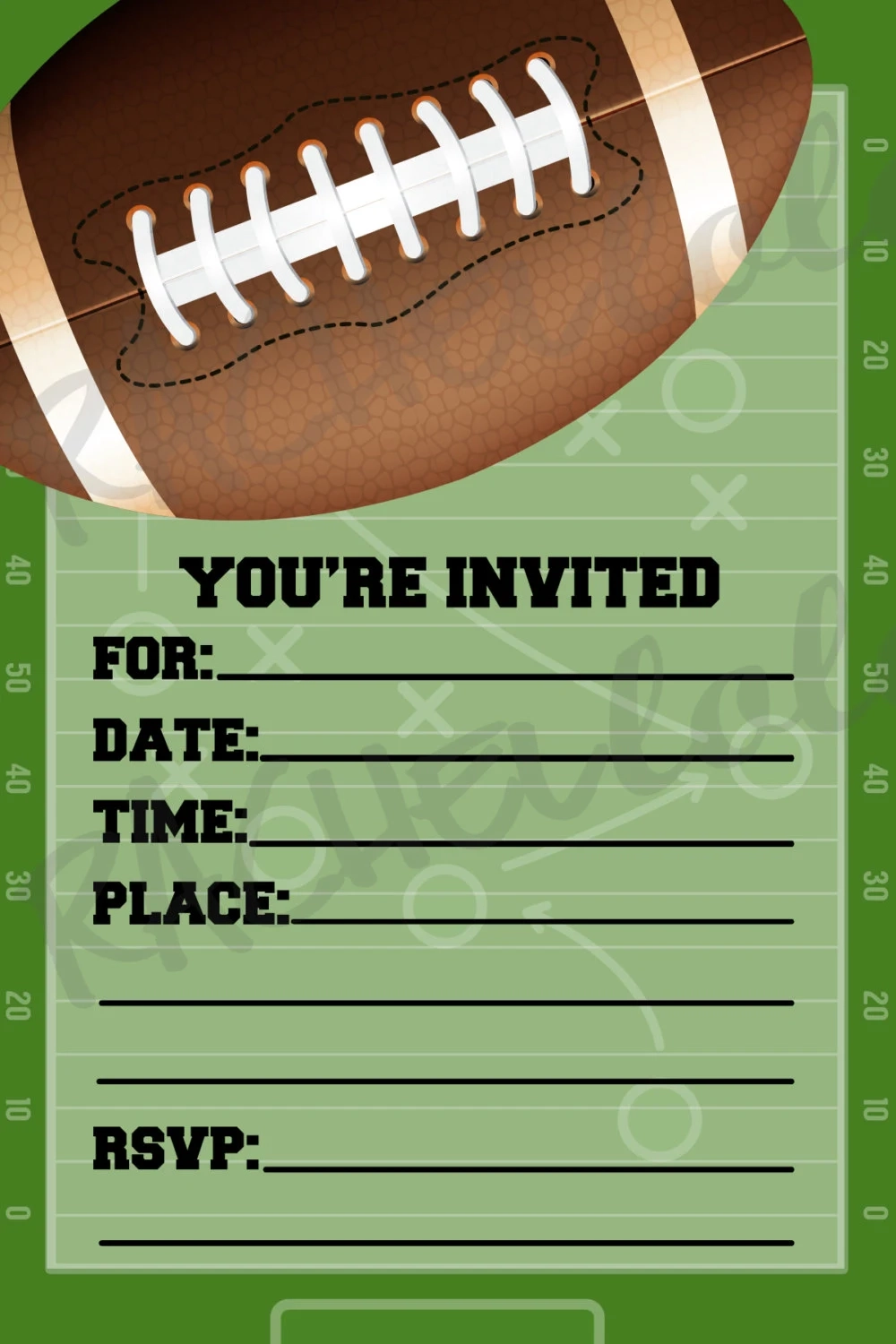 Football Birthday Party Invitation Printable Template Fill In 