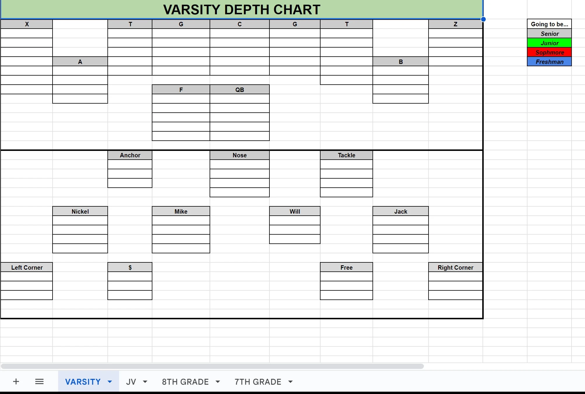 Printable Blank Football Positions Diagram