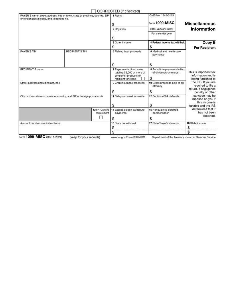 Form 1099 MISC Miscellaneous Information Easily Edit PDF 