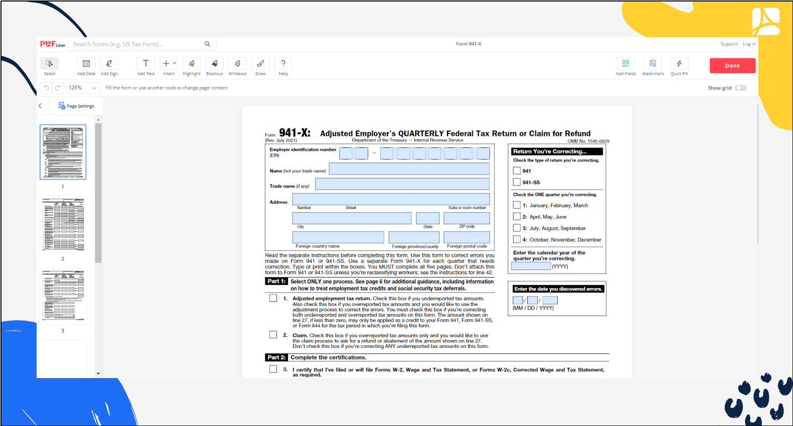 Illinois Form 941 Blank Printable