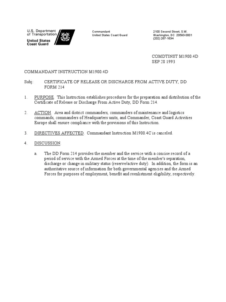 Form DD 214 PDF Military Discharge Officer Armed Forces 