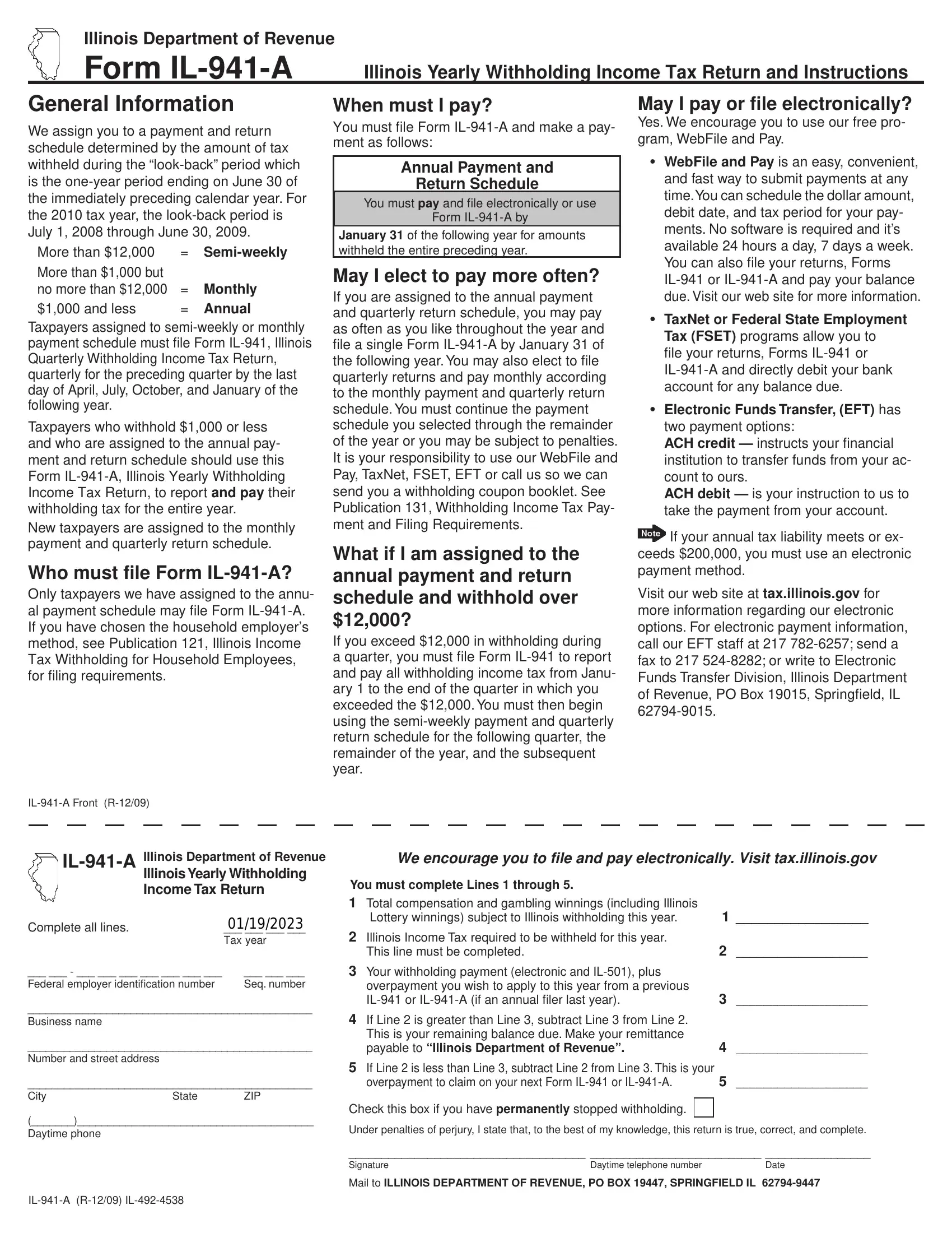Form Il 941 A Fill Out Printable PDF Forms Online