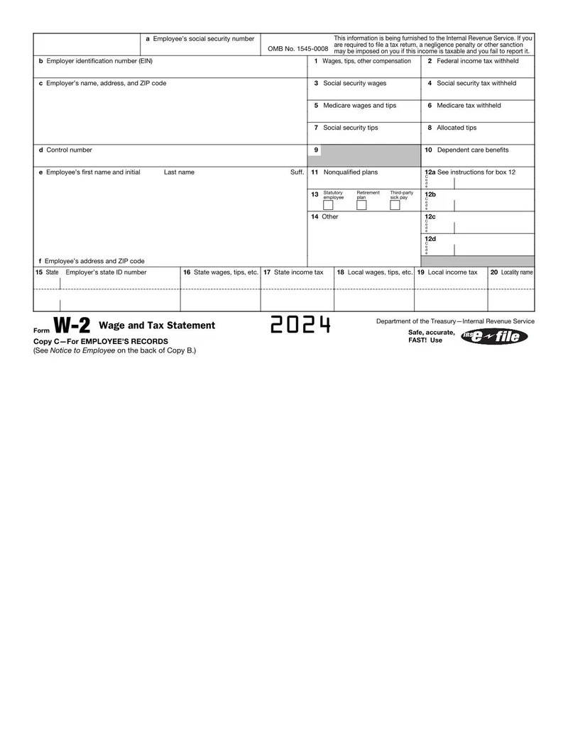 Blank Printable W2