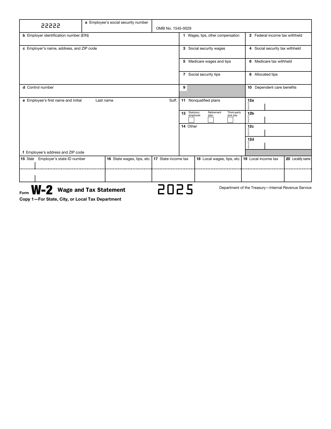 Form W 2 2025 Fill Sign Online Download amp Print No Signup