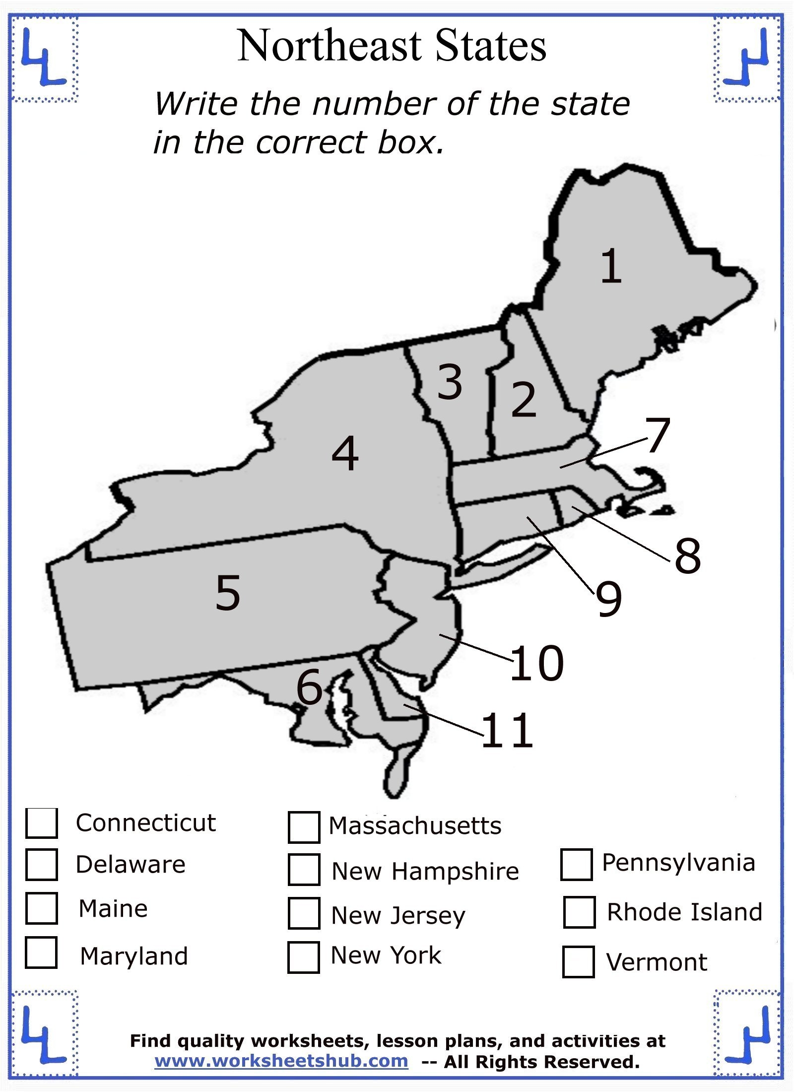 Printable Northeatern Map Blank