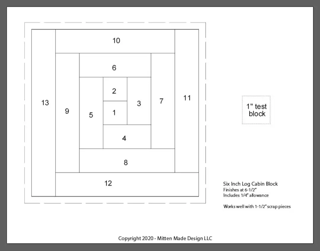 FPP Print Your Own 6 Log Cabin Block Foundation Paper 