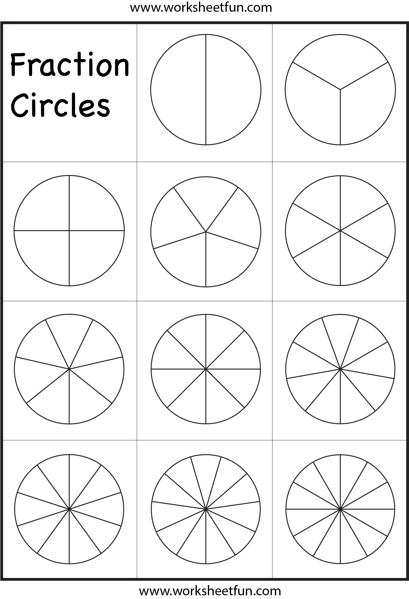 Fraction Circles Template Printable Fraction Circles 1 