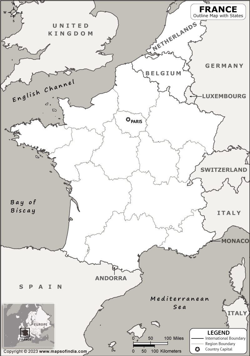 Printable Blank Map Of France