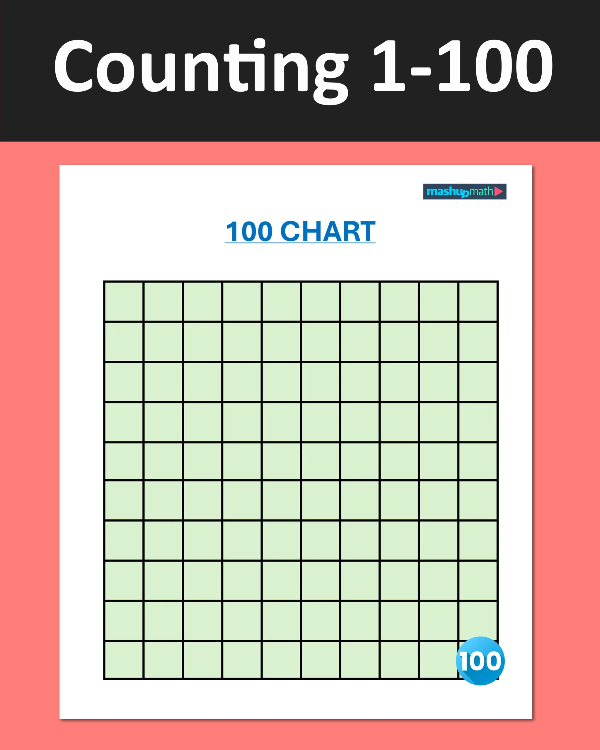 Printable 100s Chart Blank Horozontal