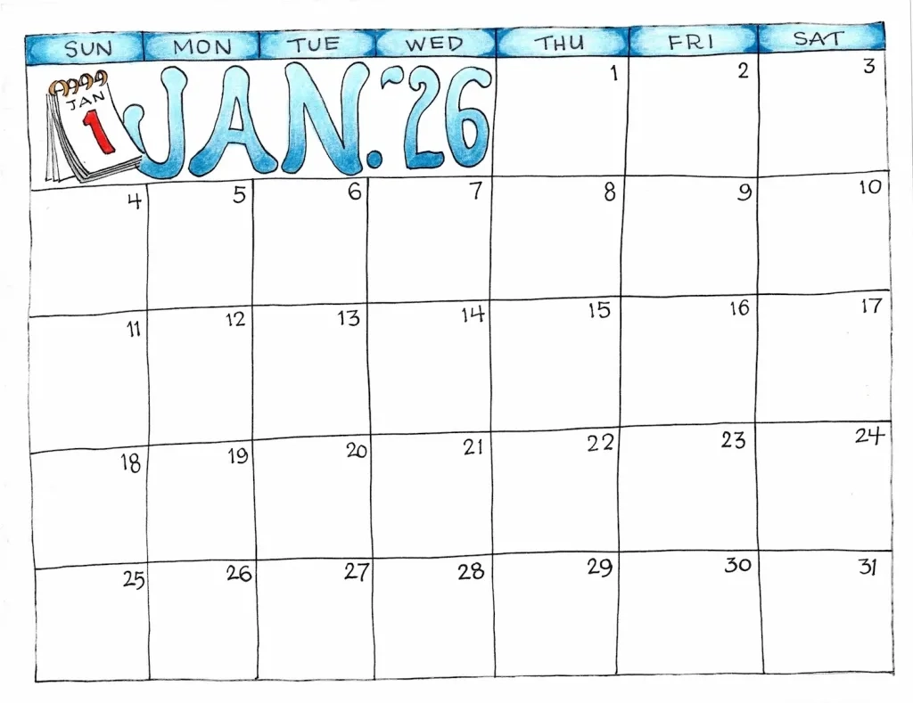Blank 2026 Calendar Printable Free