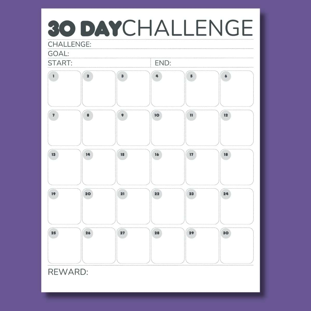 Blank 30 Day Calendar Printable