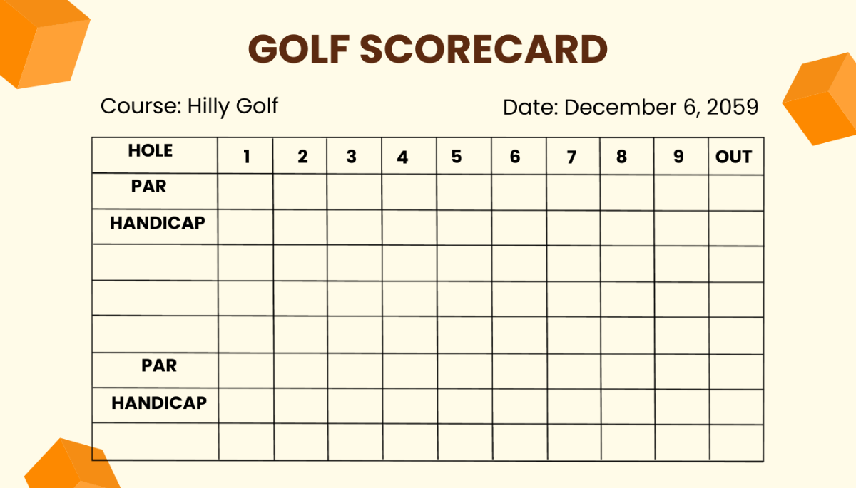 Free 9 Hole Golf Scorecard Template To Edit Online
