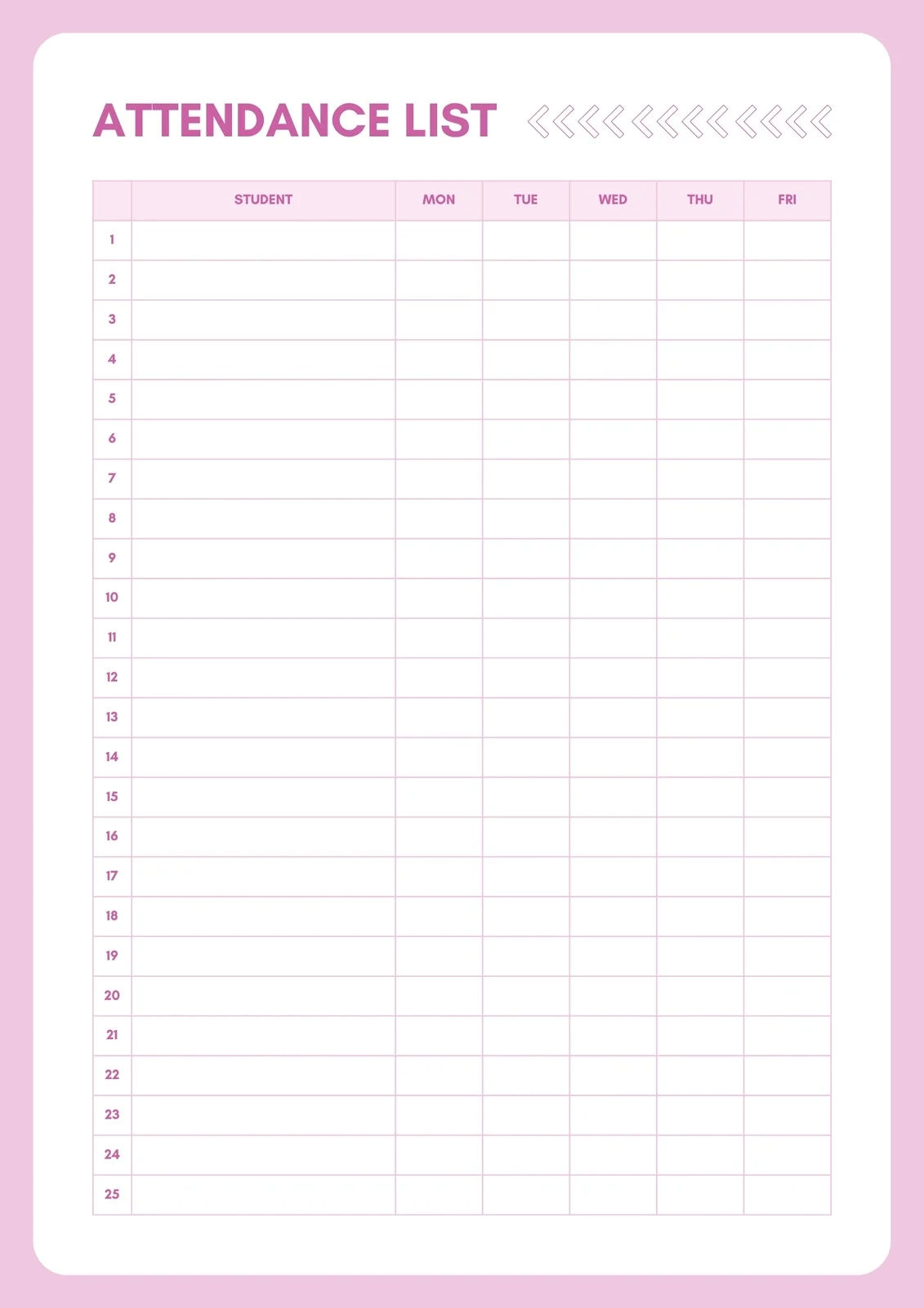 Blank Attendance Sheet Printable