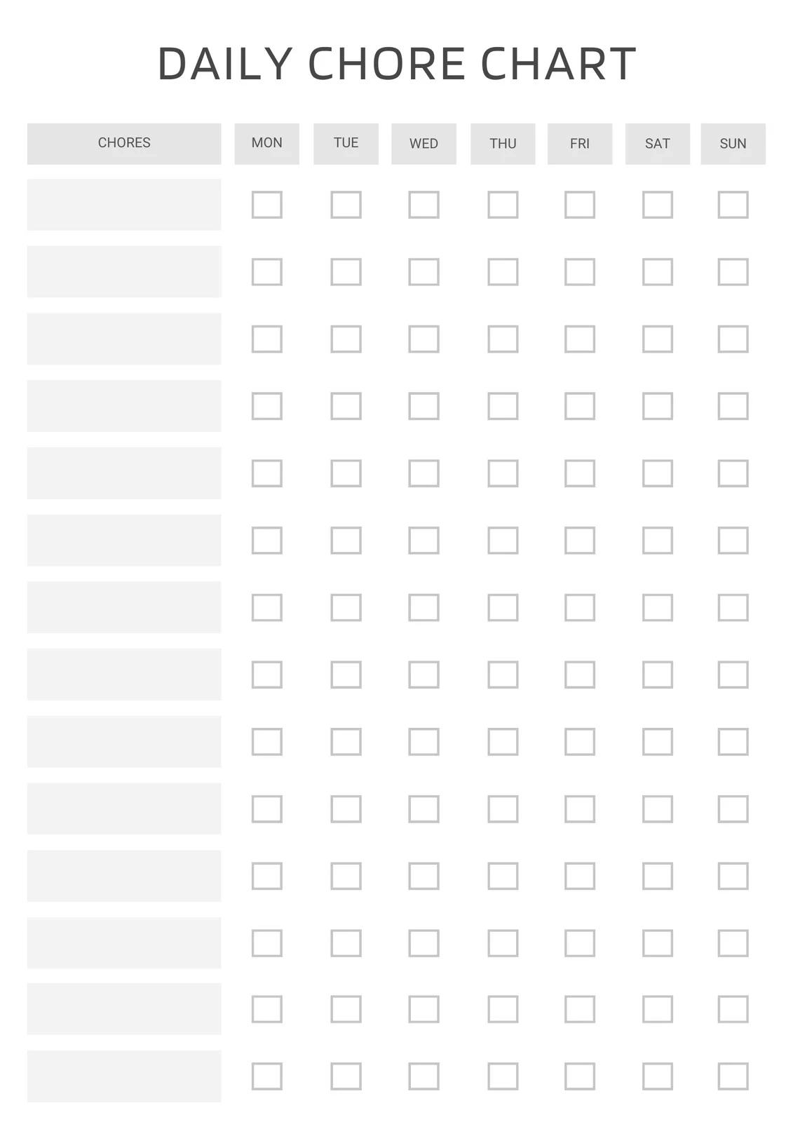Free Blank Chore Chart Printable