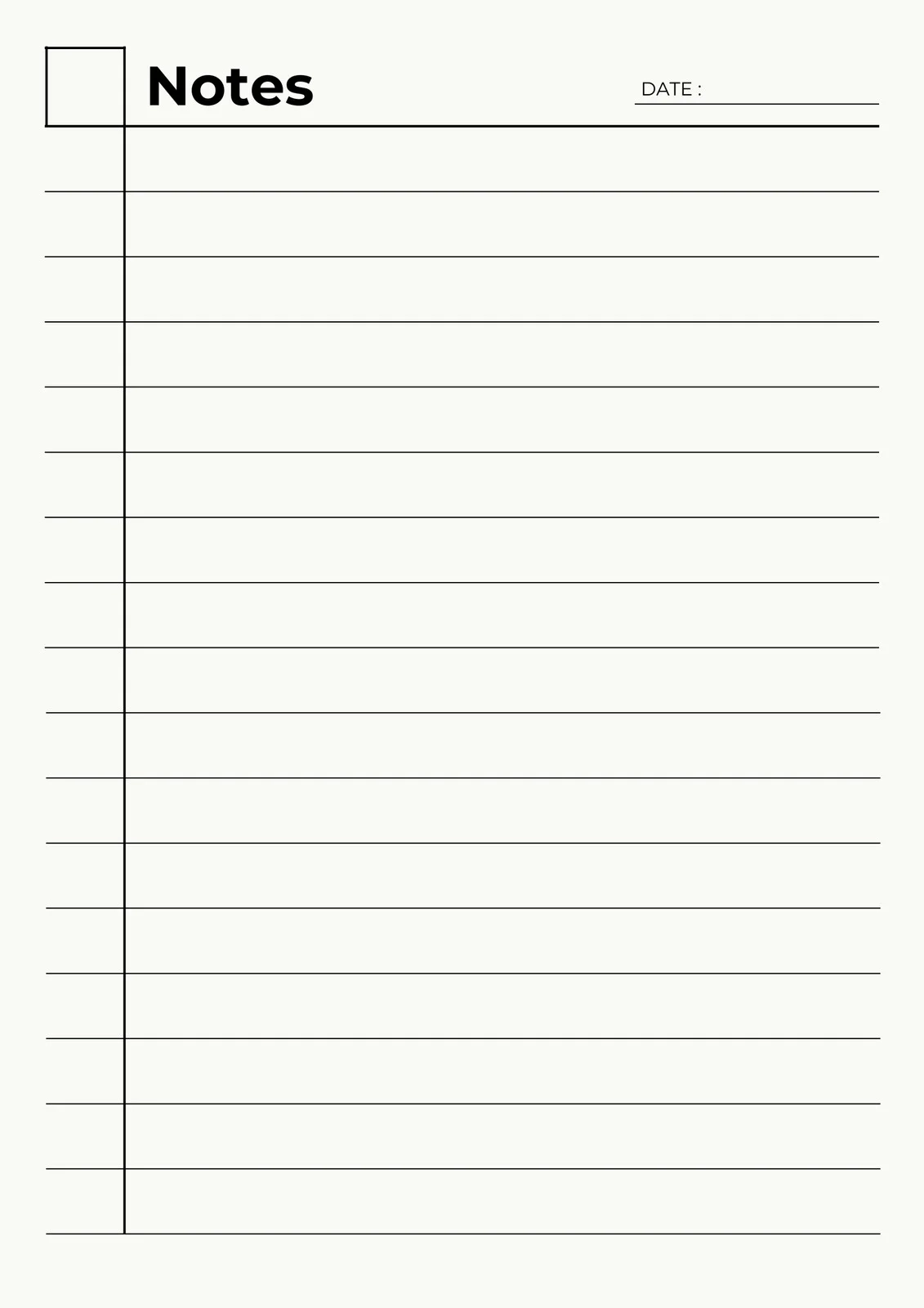 Printable Blank Sheet For Notes