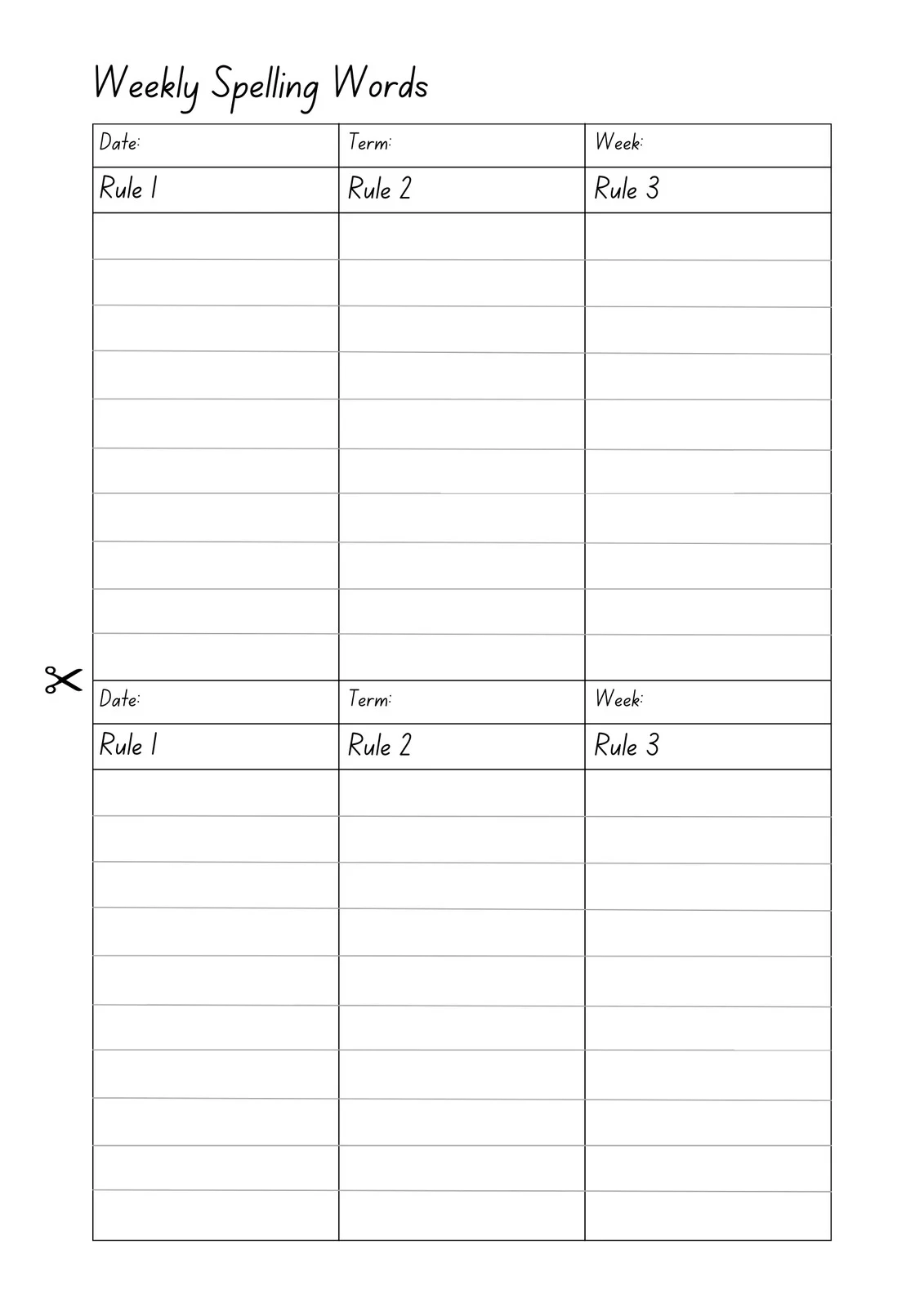 Free And Customizable Spelling Templates