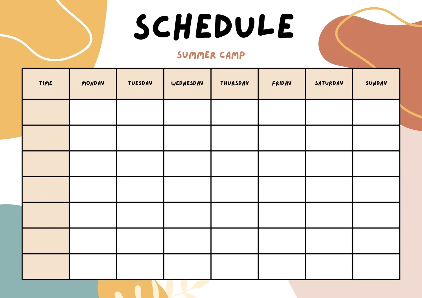 Free And Customizable Timetable Templates
