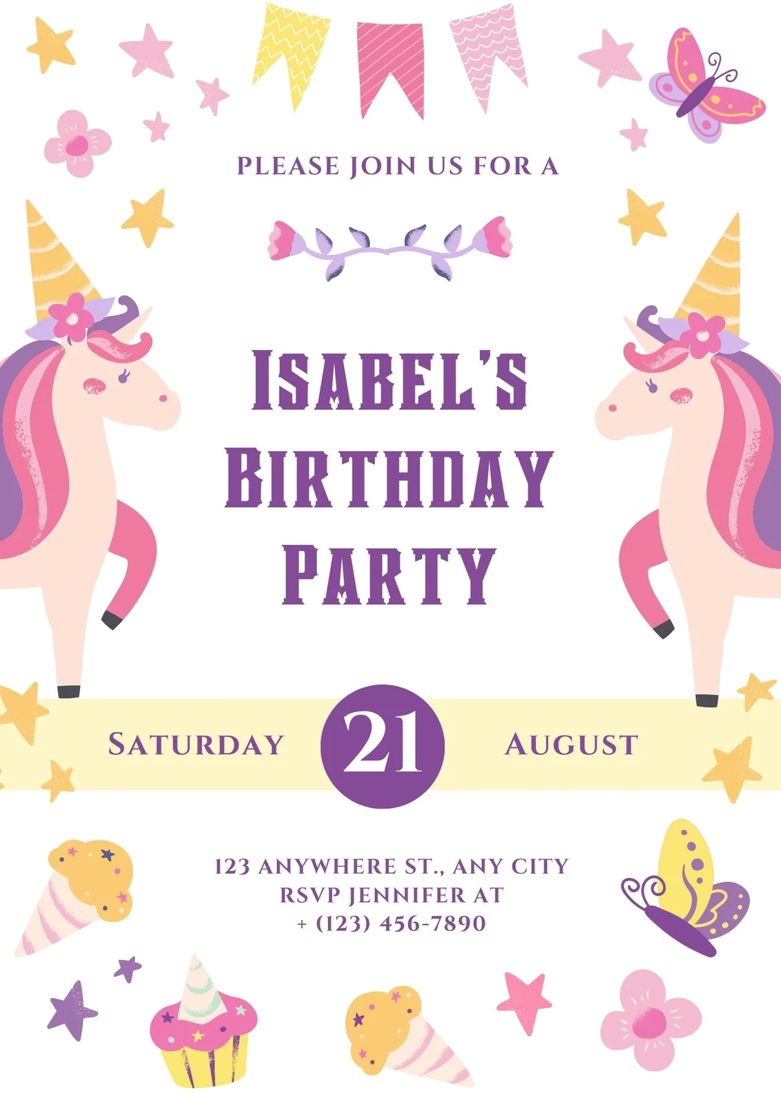 Blank Printable Unicorn Invitation