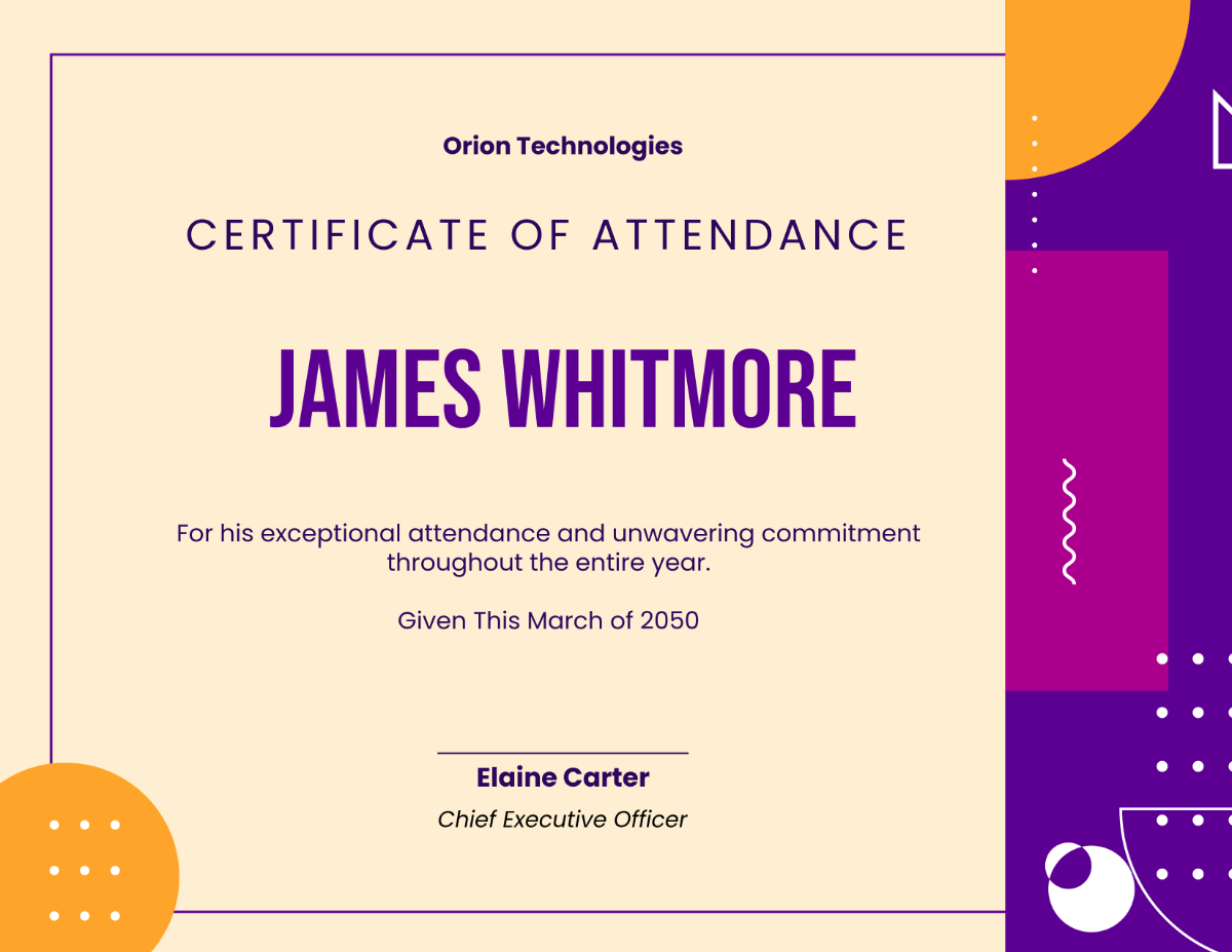 Printable Blank Staff Attendance Certificates