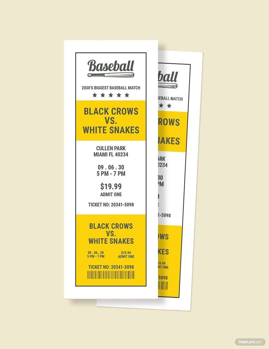 Free Baseball Ticket Templates Editable And Printable