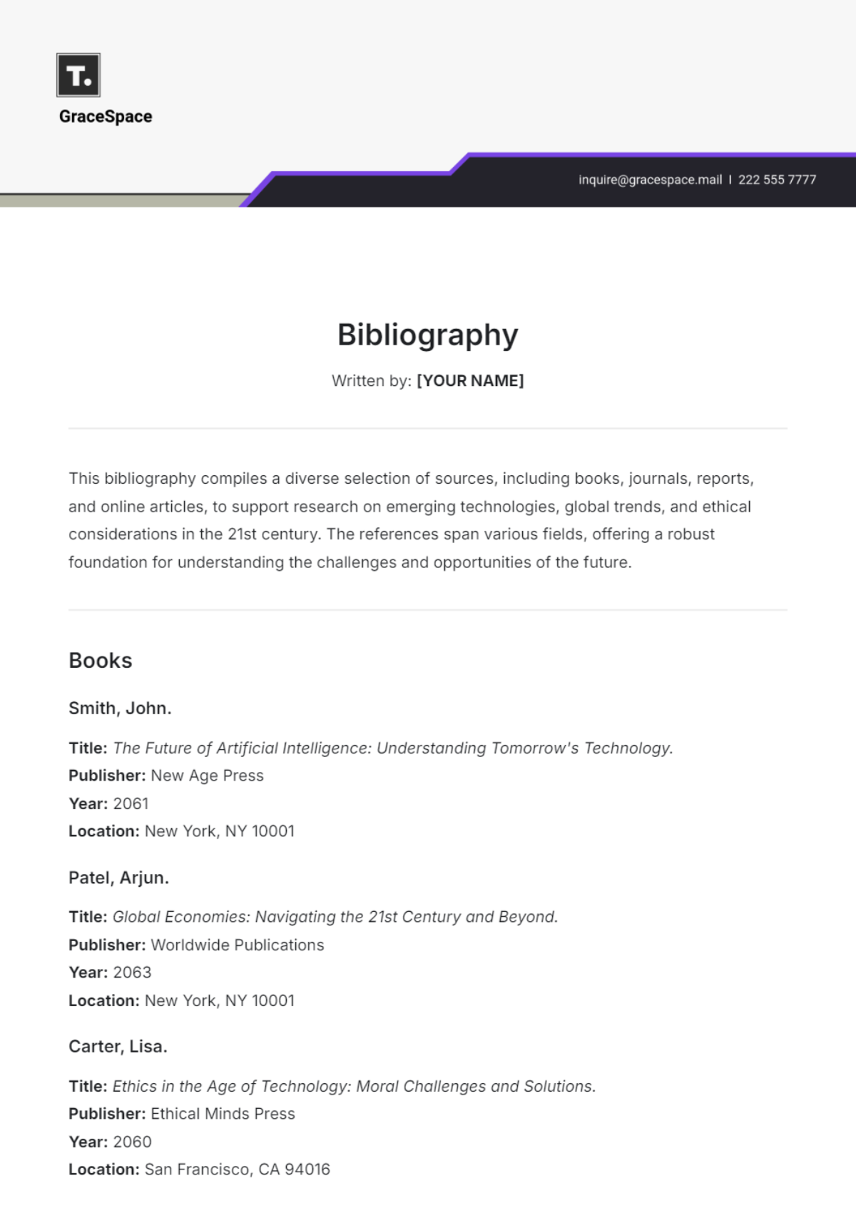 Free Bibliography Templates To Edit Online amp Print