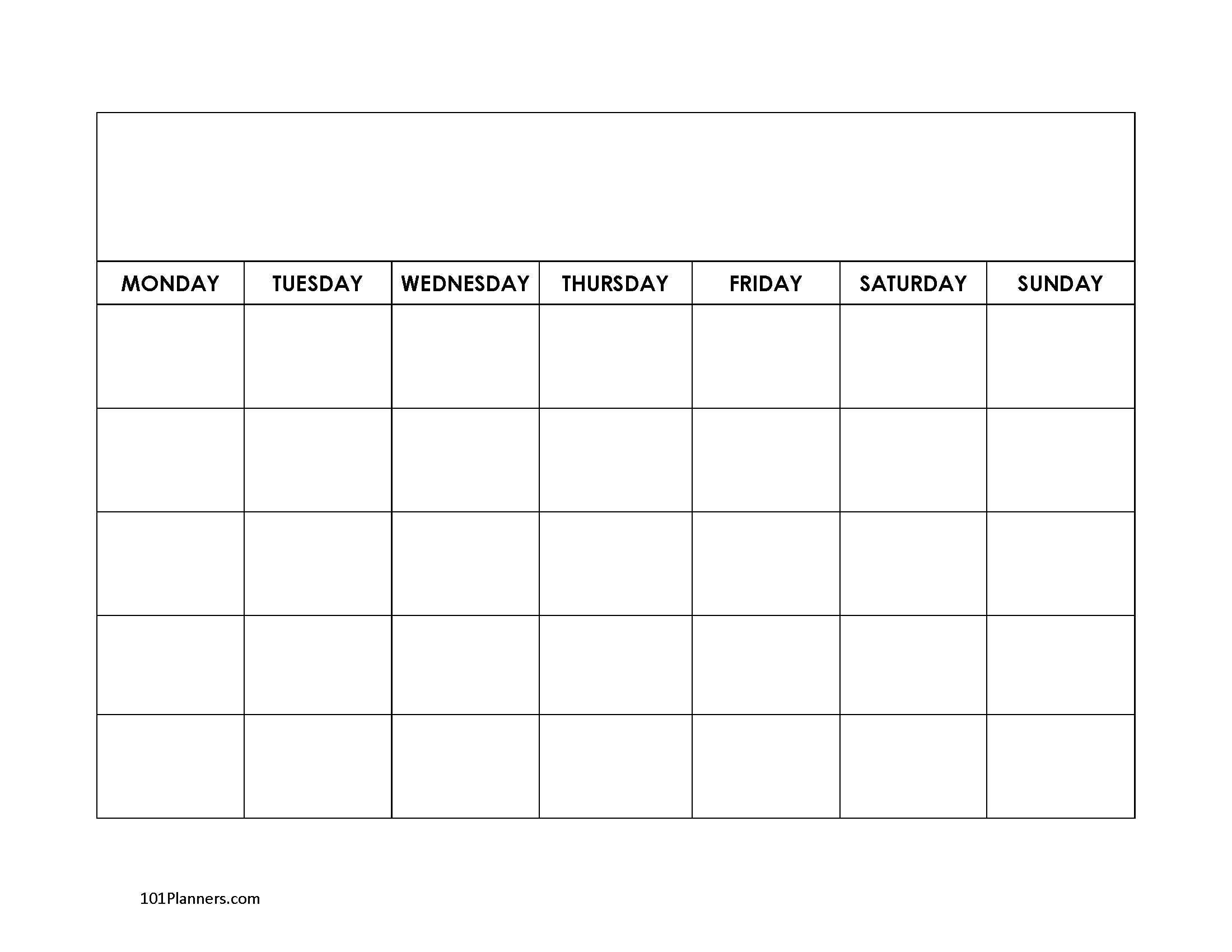 Printable Calendar Blank Monday Month