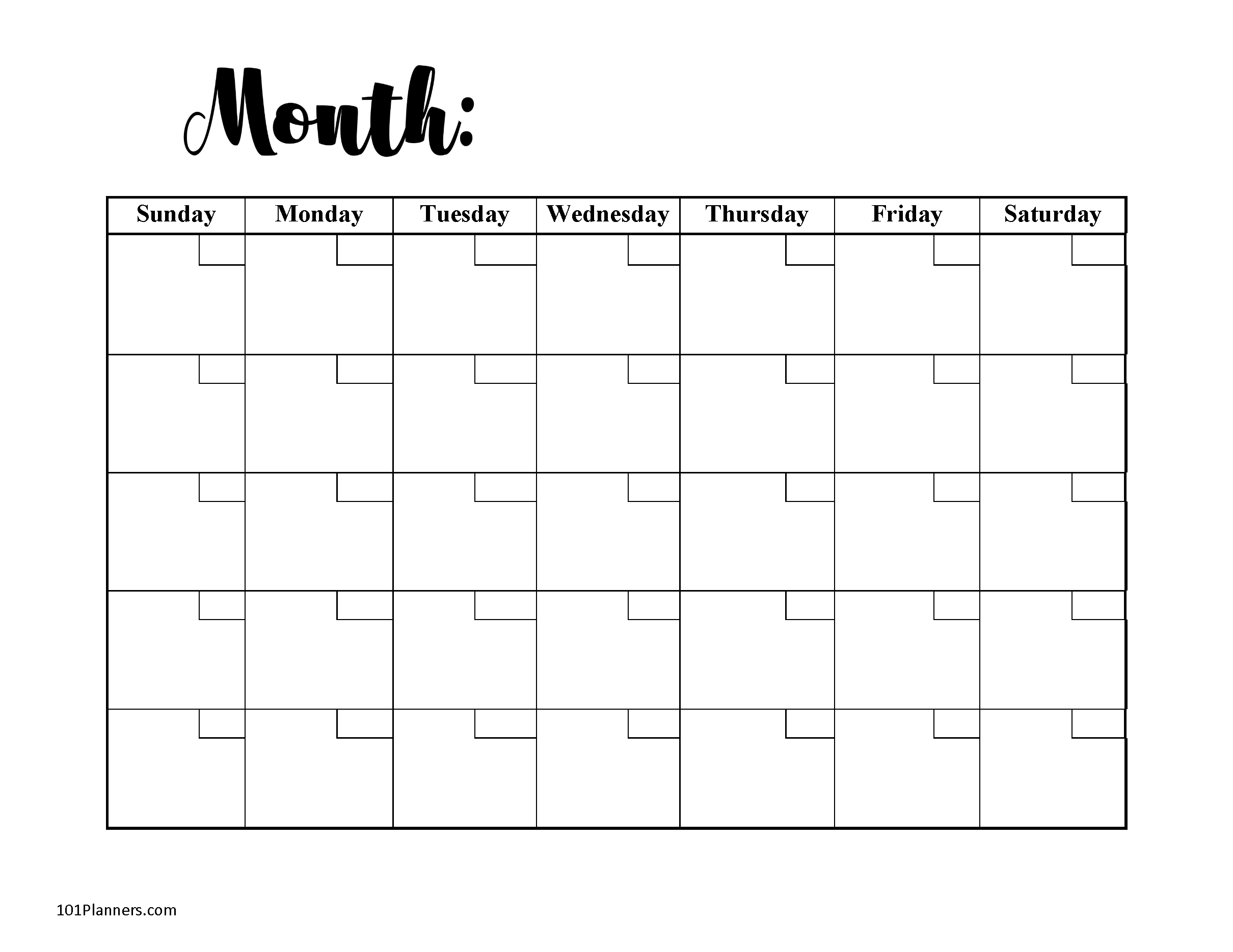 Editable Printable Blank Calendar
