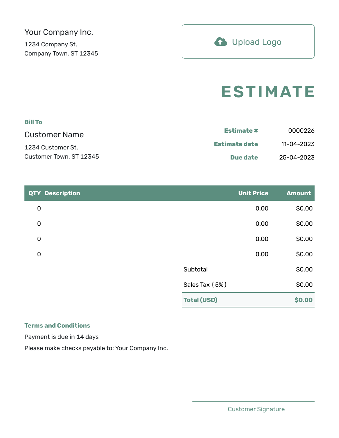 Free Blank Estimate Template Docelf