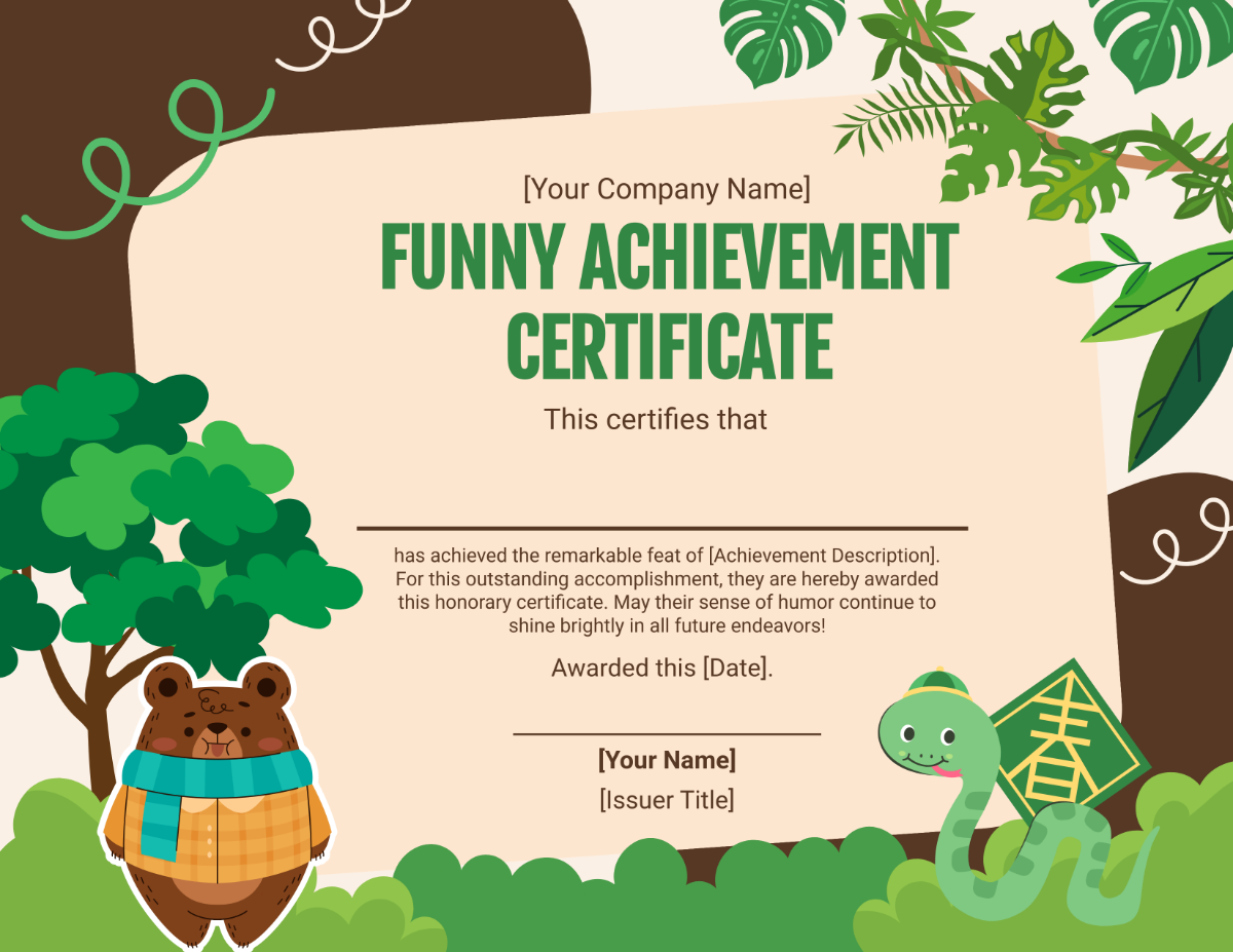 Blank Funny Certificate Printable