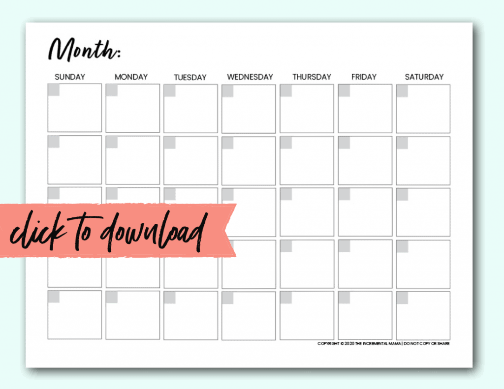 Printable Blank Monthly Calendar Pdf